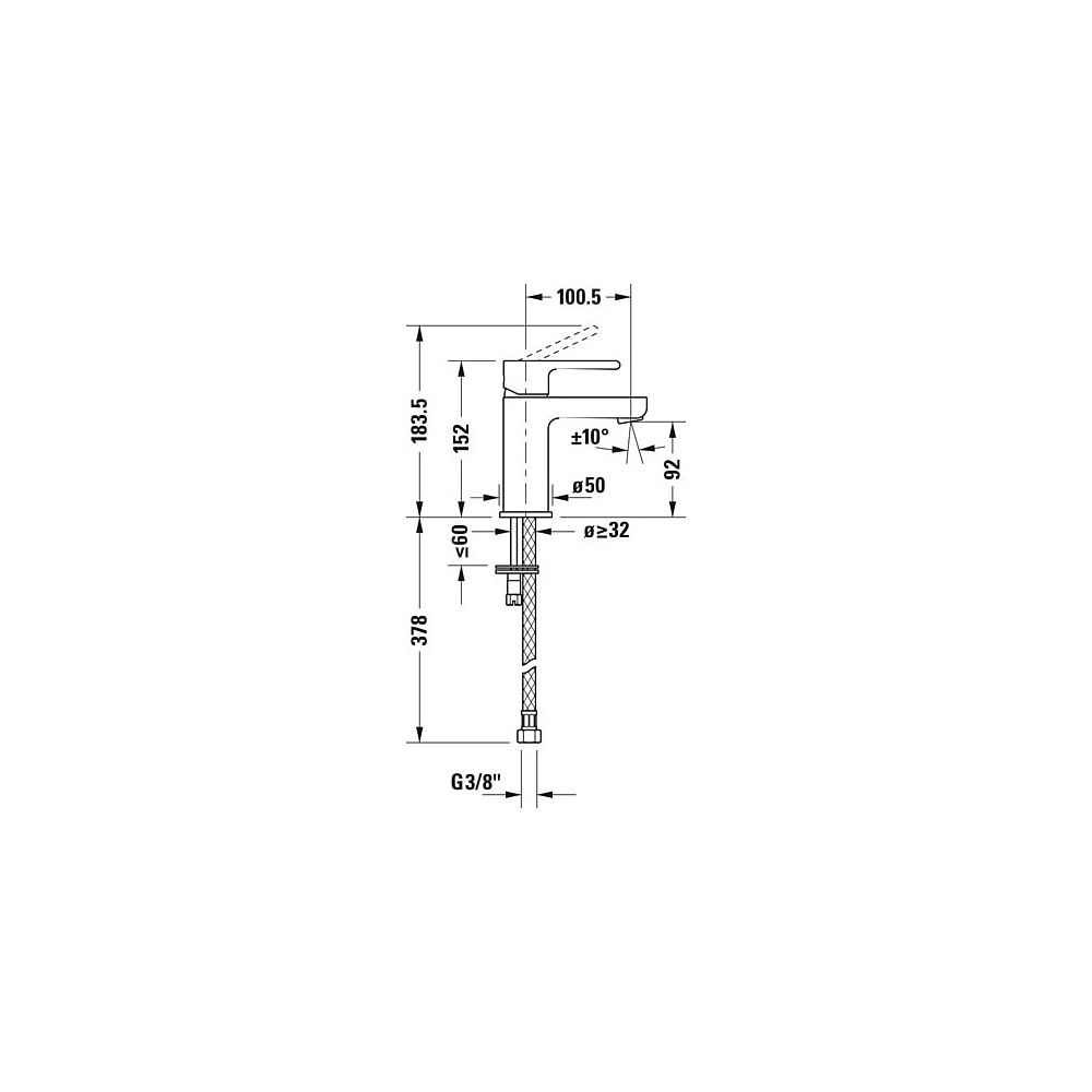 Duravit B.2 Einhebel-Waschtischmischer S, Chrom, 5,5l/min, Hebelgriff, Ausladung ... DURAVIT-B21010002010 7612158494292 (Abb. 7)