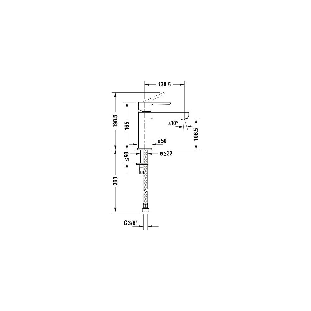 Duravit B.2 Einhebel-Waschtischmischer M, Chrom, 5l/min, Hebelgriff, Ausladung 1... DURAVIT-B21020002010 7612158494339 (Abb. 24)