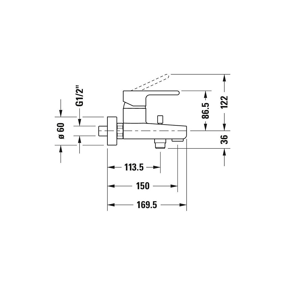 Duravit B.2 Einhebel-Wannenmischer Aufputz, Chrom, 19l/min, S-Anschlüsse 1/2" Sti... DURAVIT-B25230000010 7612158494407 (Abb. 6)