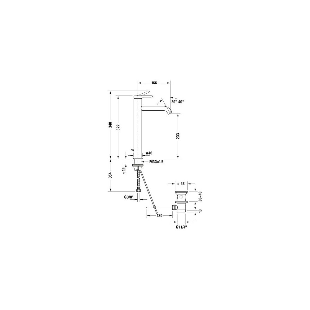 Duravit C.1 Einhebel-Waschtischmischer XL, Chrom, 5l/min, Hebelgriff, mit Garnit... DURAVIT-C11040001010 7612158491390 (Abb. 28)