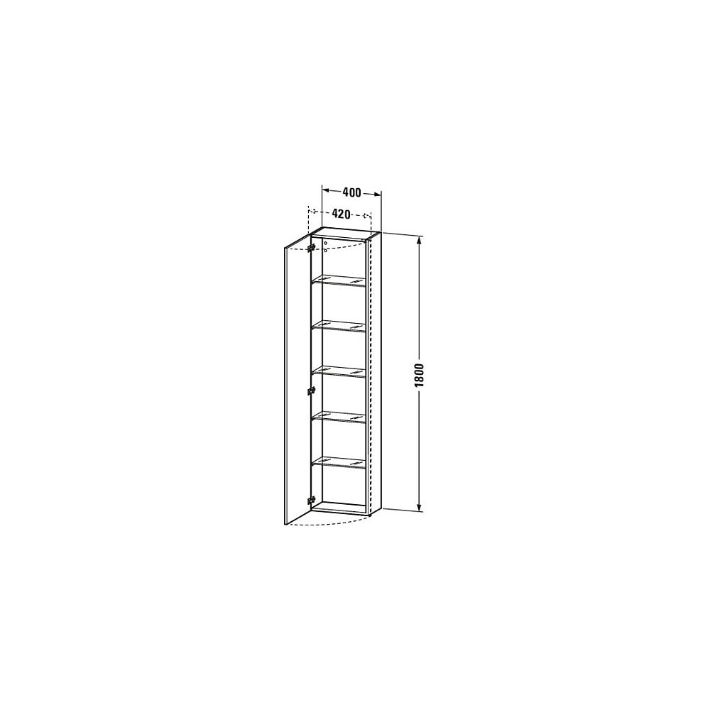 Duravit DuraStyle Hochschrank Dekor 240x400x1800mm Weiß Hochglanz/Mattweiß, 1 Tür ... DURAVIT-DS1228R2218 4053424095288 (Abb. 2)