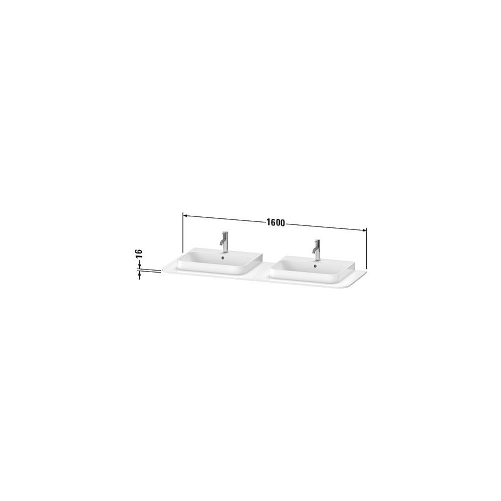 Duravit Happy D.2 Konsole 550x1600x16mm Leinen Matt ohne Konsolenträger 2 Ausschni... DURAVIT-HP032HB7575 4063382183750 (Abb. 2)