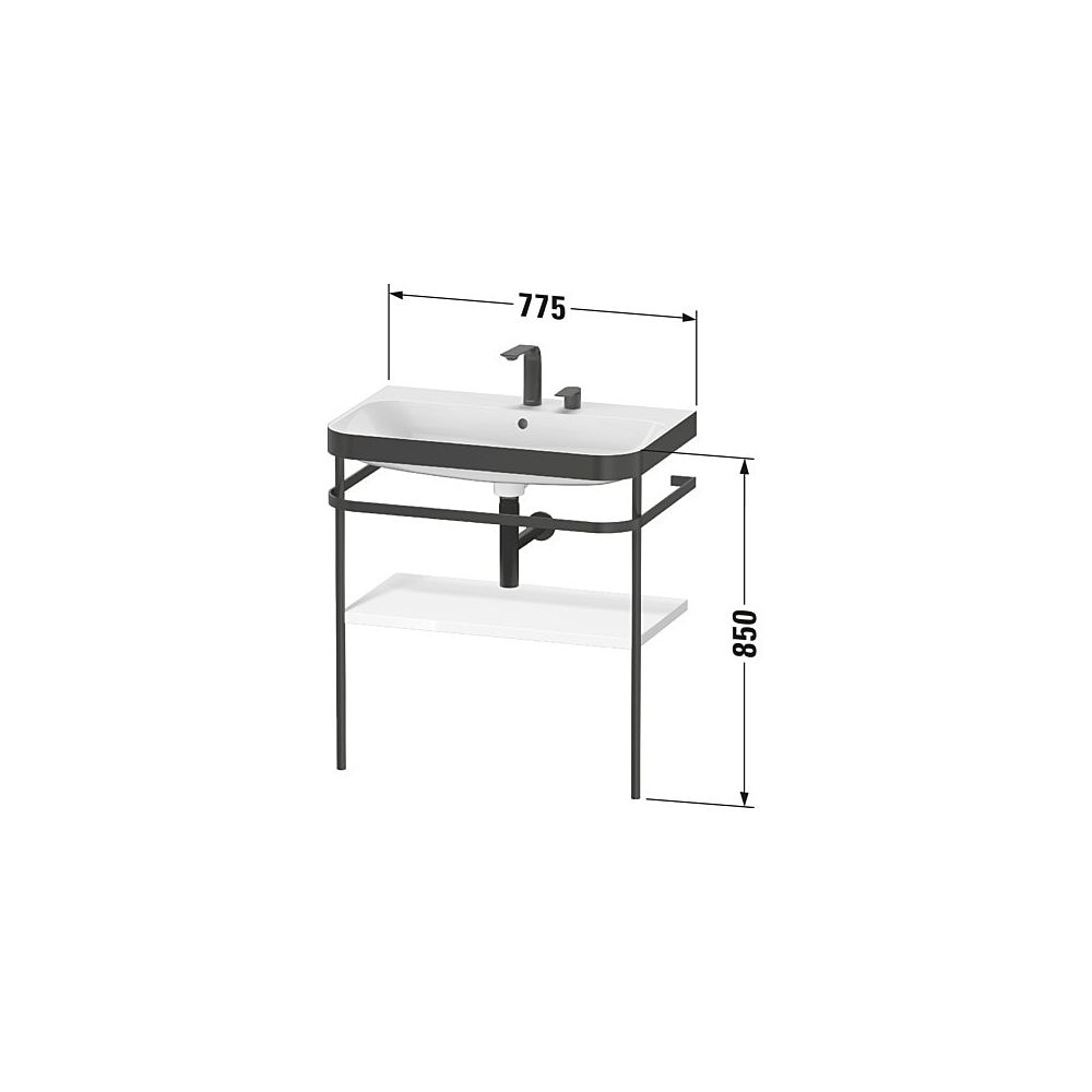 Duravit Happy D.2 Waschtisch-Set C-bonded Metallkonsole Echtholzfurnier, 490x775x8... DURAVIT-HP4737O2222 4063382004536 (Abb. 3)
