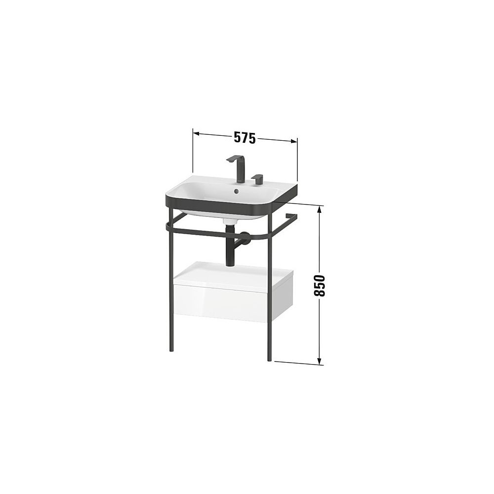 Duravit Happy D.2 Waschtisch-Set C-bonded Metallkonsole, SK Lack, 490x575x850mm, W... DURAVIT-HP4740N8484 4067116032178 (Abb. 3)