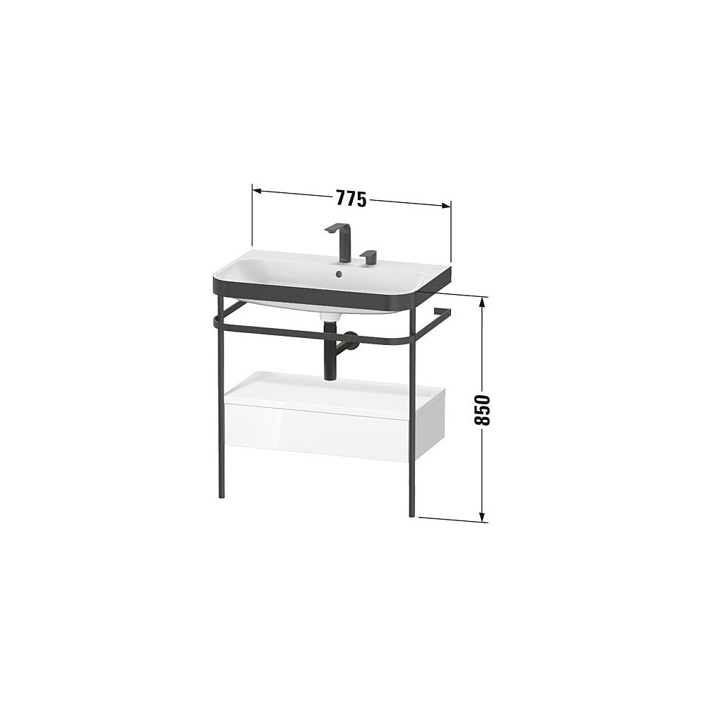 Duravit Happy D.2 Waschtisch-Set C-bonded Metallkonsole, SK Lack, 490x775x850mm, T... DURAVIT-HP4742N6060 4053424995557 (Abb. 3)