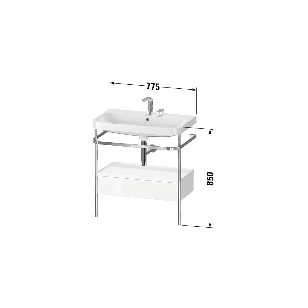 Duravit Happy D.2 Waschtisch-Set C-shaped Metallkonsole, SK Dekor, 490x775x850mm, ... DURAVIT-HP4842N8484 4067116028096 (Abb. 3)