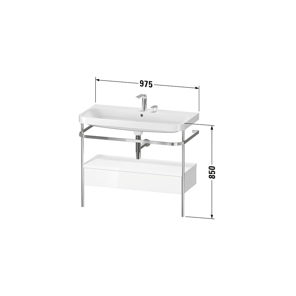 Duravit Happy D.2 Waschtisch-Set C-shaped Metallkonsole, SK Dekor, 490x975x850mm, ... DURAVIT-HP4843E3636 4053424997827 (Abb. 3)
