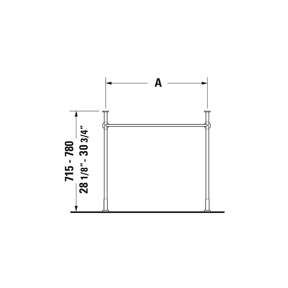 Duravit Vero Metallkonsole 425x625x715-780mm, für 045470, Chrom poliert, Höhenvers... DURAVIT-0030751000 4021534786716 (Abb. 14)