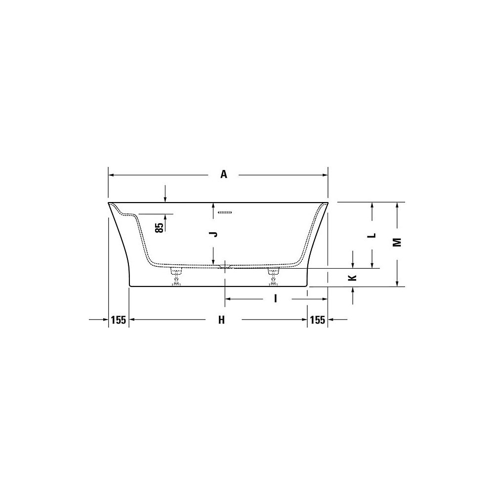 Duravit Cape Cod Badewanne 510x900x1900mm, Mattweiß, Halbrund, Vorwand, 1 Rüc... DURAVIT-700364000000000 4021534986475 (Abb. 22)
