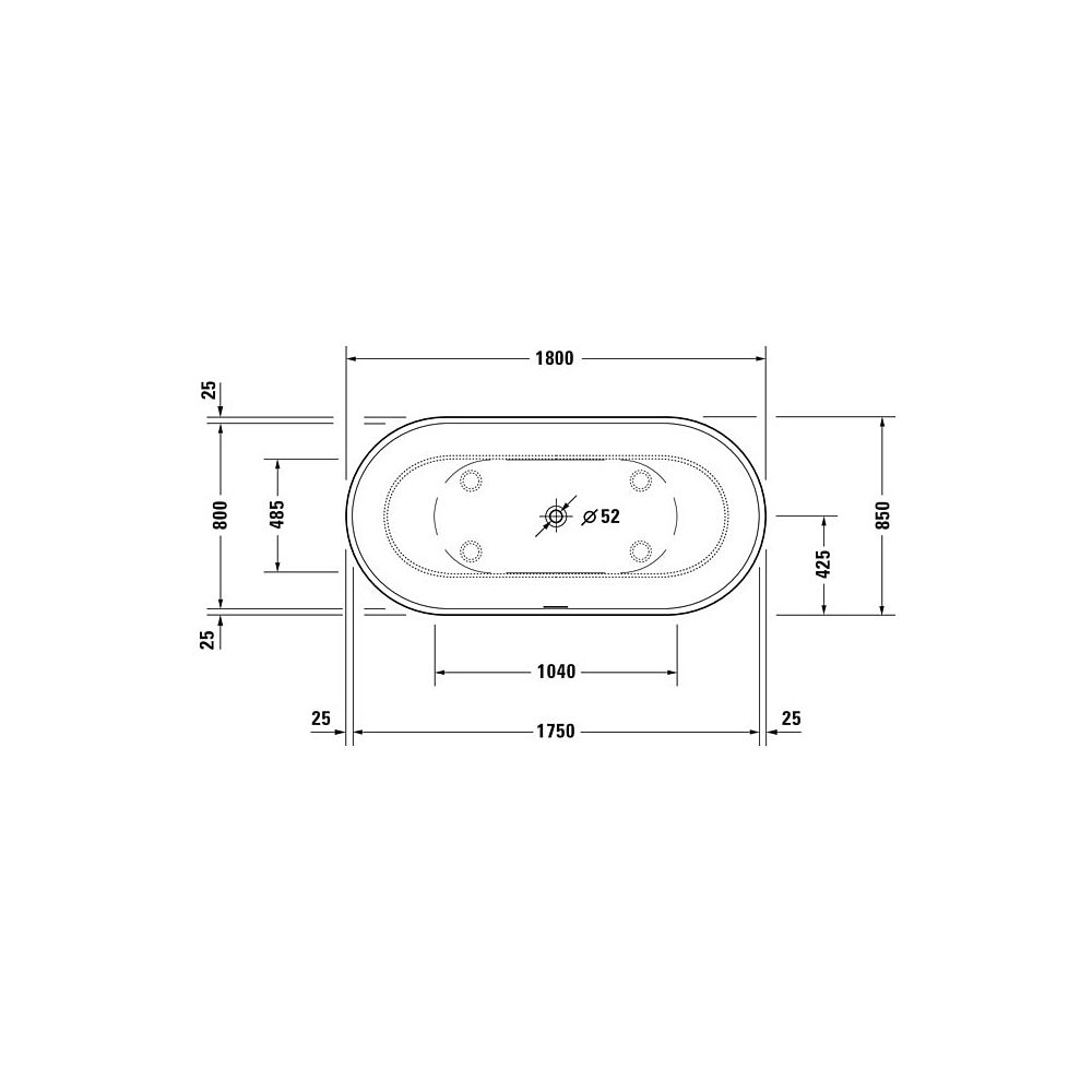 Duravit Luv Badewanne 615x850x1800mm, 252l, Mattweiß, Oval, Freistehend, 2 Rü... DURAVIT-700434000000000 4053424180199 (Abb. 27)