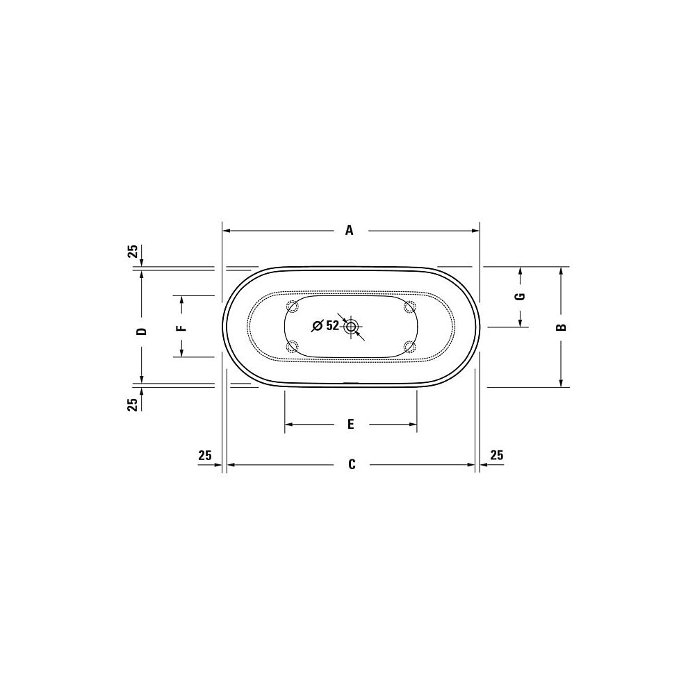 Duravit Luv Badewanne 615x750x1600mm, 165l, Mattweiß, Oval, Freistehend, 2 Rü... DURAVIT-700461000000000 4063382014269 (Abb. 16)
