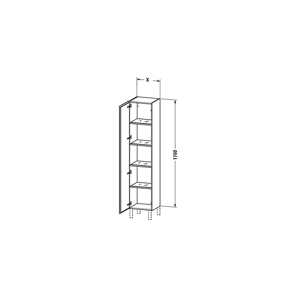 Duravit L-Cube Hochschrank Lack 363x400x1760mm, Leinen Matt, 1 Tür L, Grifflos, 4 ... DURAVIT-LC1180L7575 4053424642840 (Abb. 2)