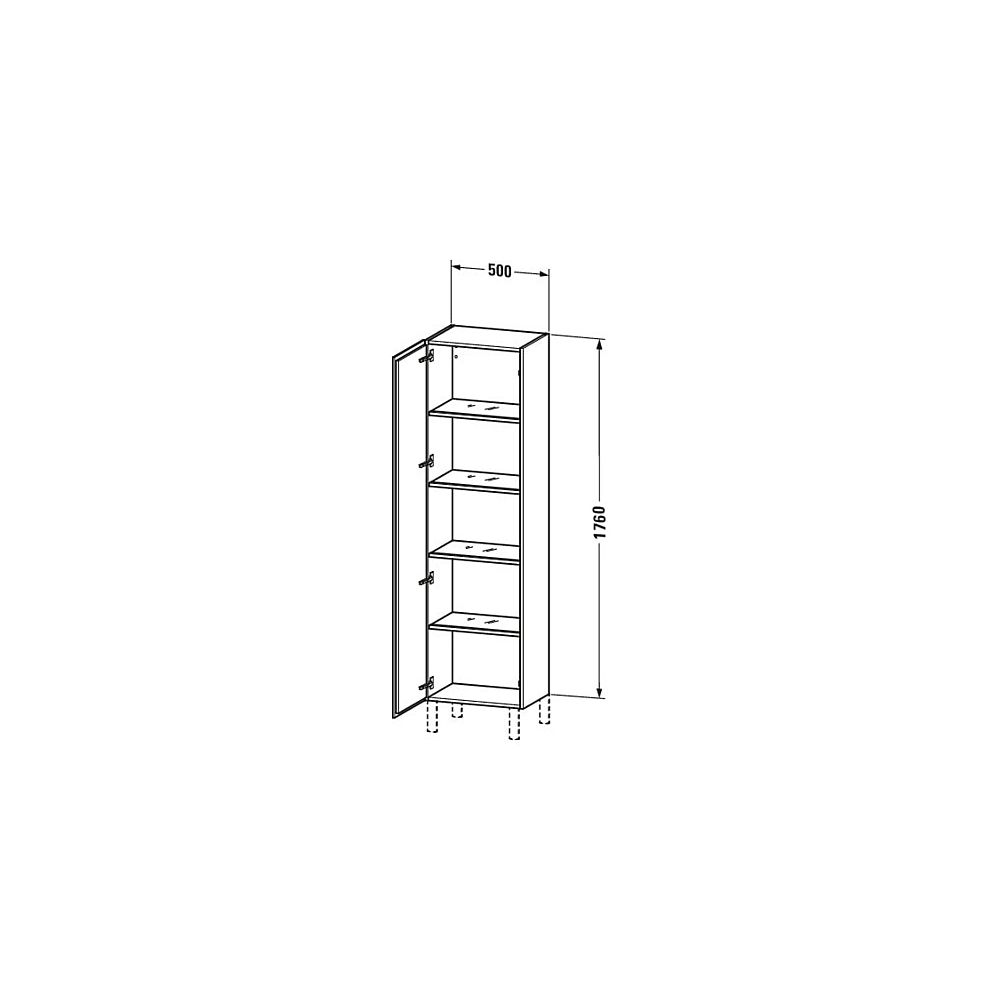 Duravit L-Cube Hochschrank Echtholzfurnier 363x500x1760mm Graphit Matt, 1 Tür R, G... DURAVIT-LC1181R4949 4053424301754 (Abb. 3)