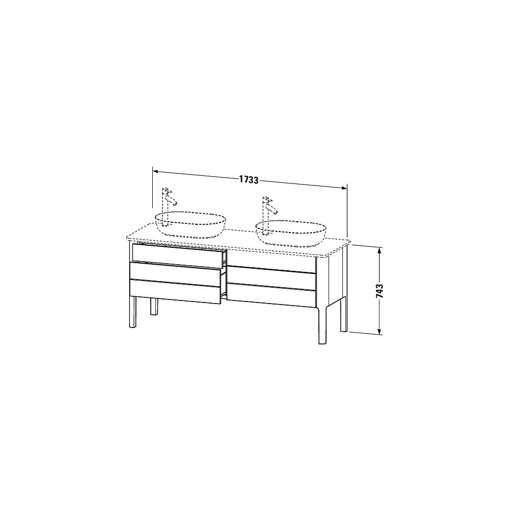 Duravit Luv Konsolenwaschtischunterbau bodenstehend 570x1733x743mm ohne KSP 2 Ausz... DURAVIT-LU9567B9292 4053424465753 (Abb. 4)