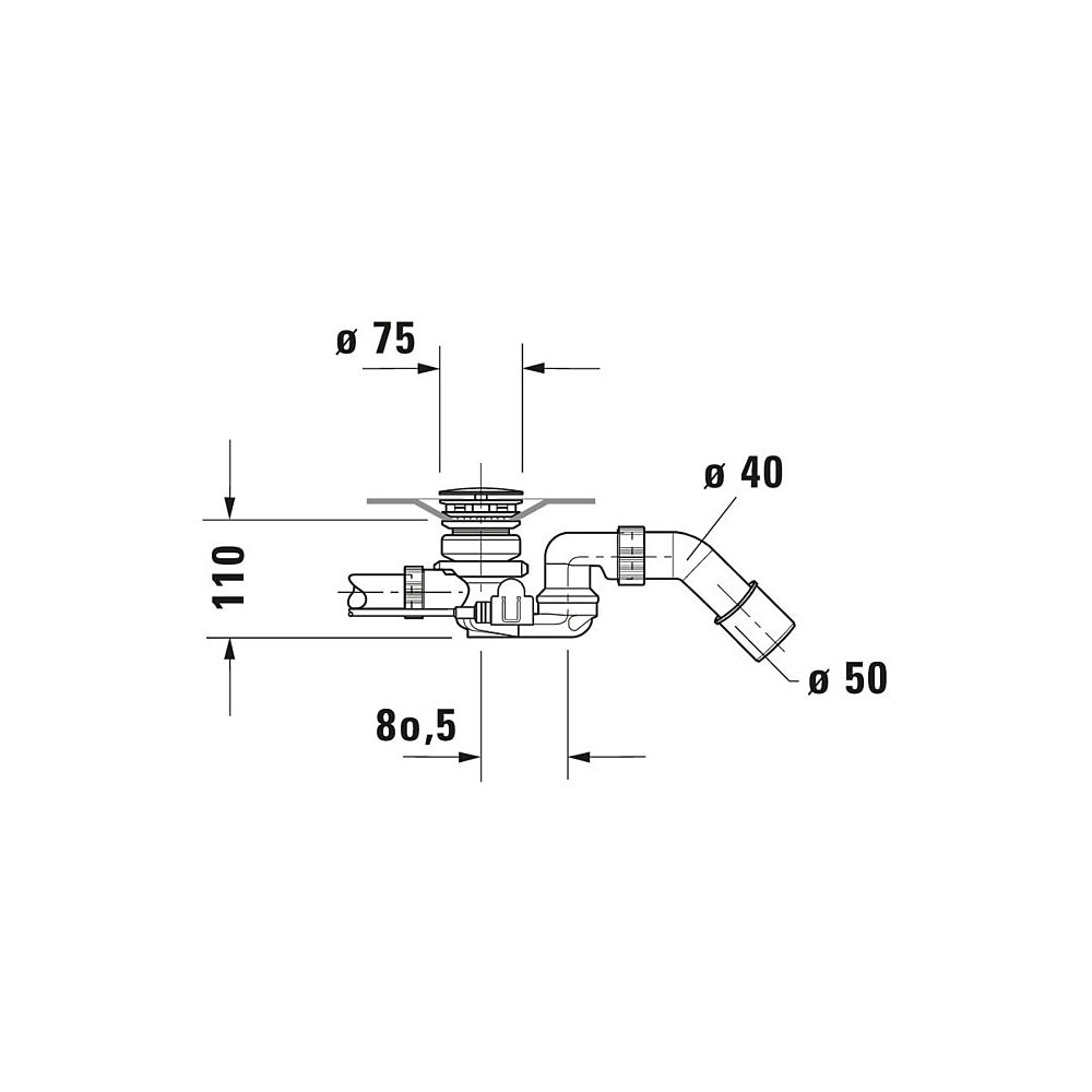 Duravit Ab- und Überlaufgarnitur mit Zulauf, Bodenzulauf, Chrom glänzend, Quad... DURAVIT-791226000001000 4021534950360 (Abb. 4)