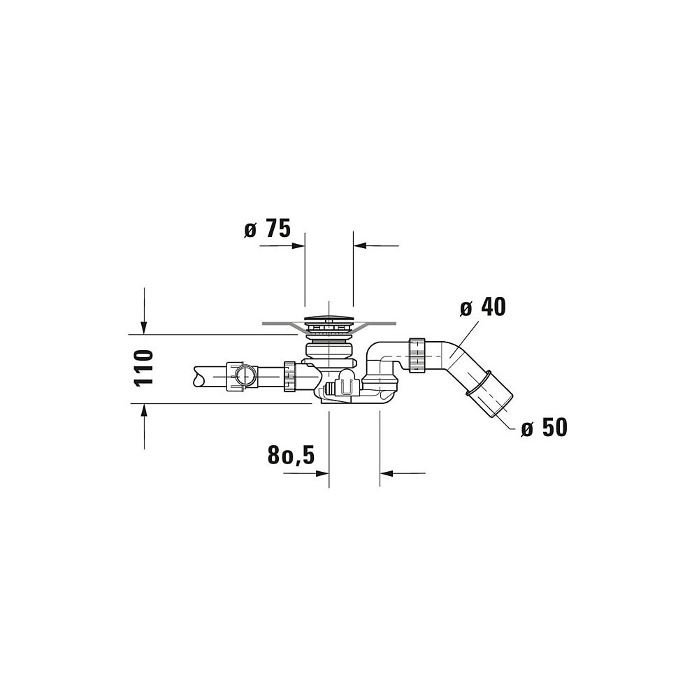 Duravit Ab- und Überlaufgarnitur mit Zulauf, Bodenzulauf, Chrom glänzend, Quad... DURAVIT-791227000001000 4021534950391 (Abb. 4)