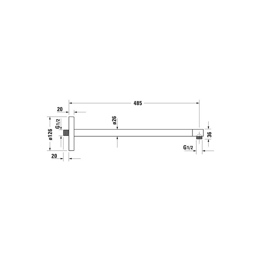 Duravit Brausearm Länge 485mm Wandmontage Rosette rund, Chrom Hochglanz... DURAVIT-UV0670021000 4053424467535 (Abb. 3)