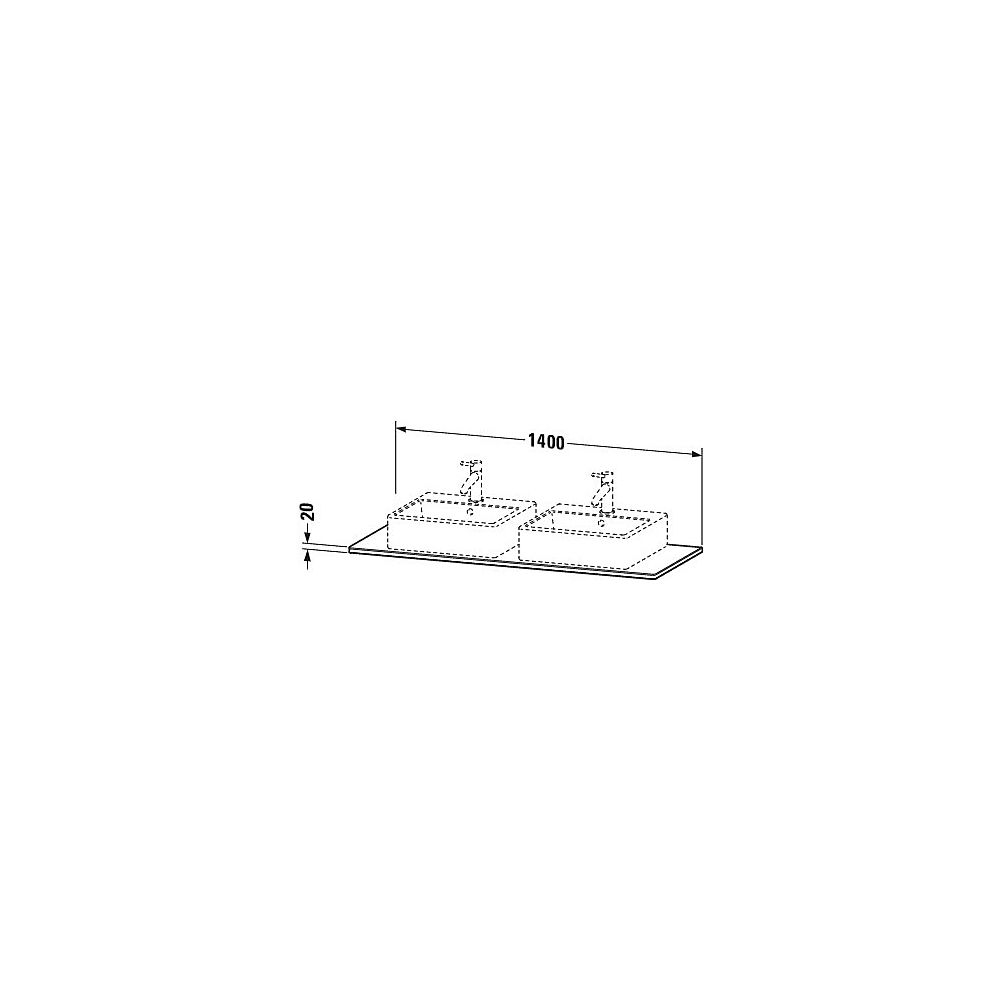 Duravit XSquare Massivholzkonsole 550x1400x20mm, 2 Ausschnitte/Waschplätze, Amerik... DURAVIT-XS064GB7777 4053424569826 (Abb. 2)