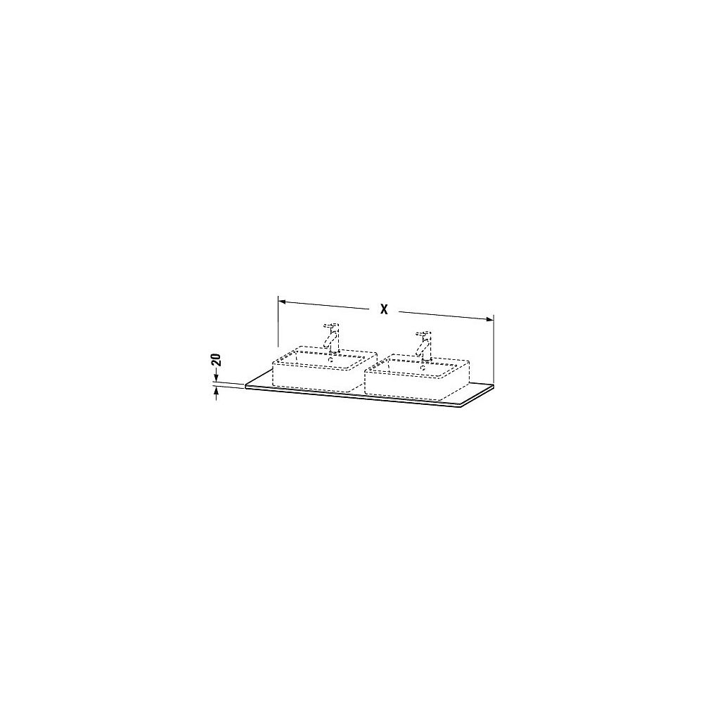 Duravit XSquare Massivholzkonsole 550x1400x20mm, 2 Ausschnitte/Waschplätze, Amerik... DURAVIT-XS064GB7777 4053424569826 (Abb. 3)