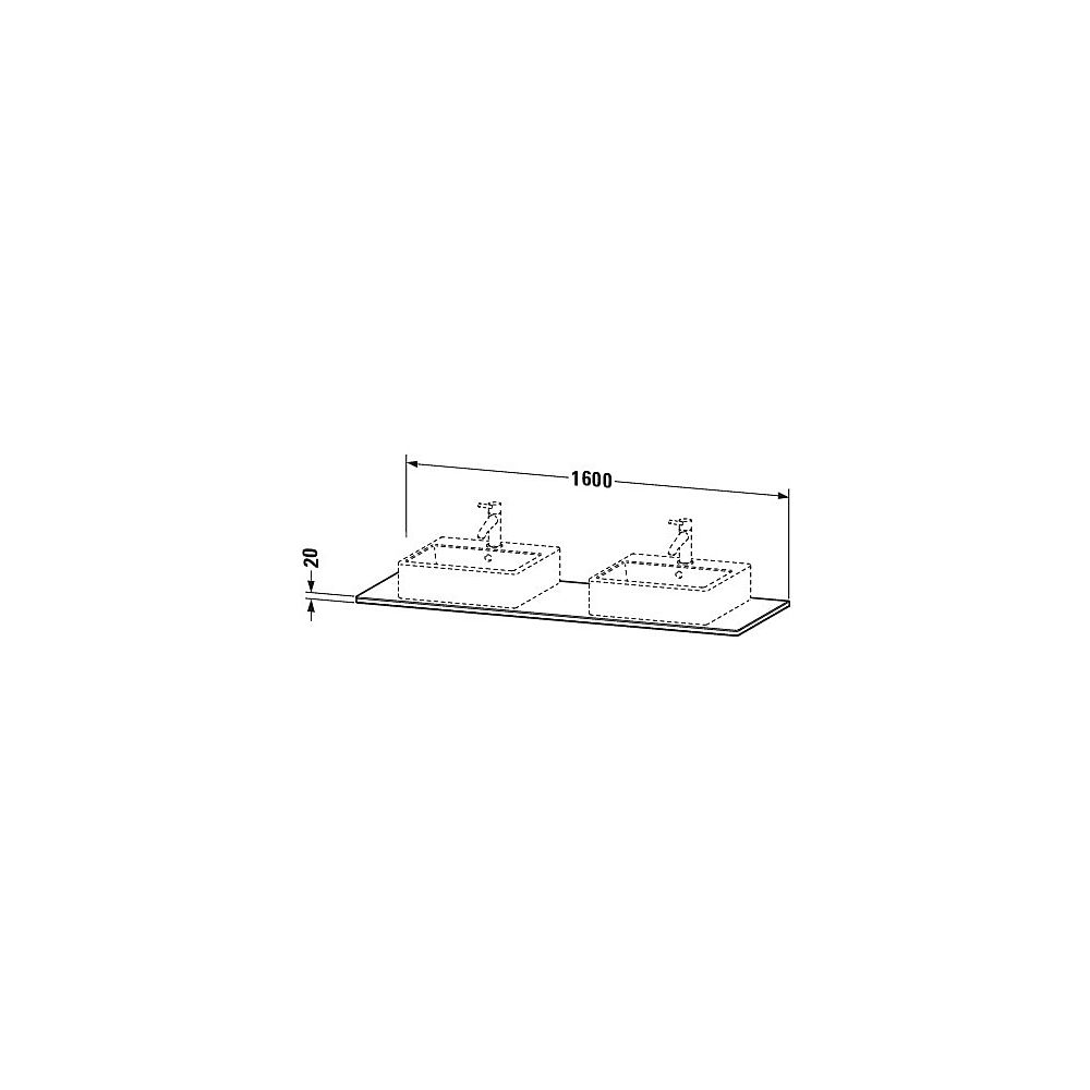 Duravit XSquare Massivholzkonsole 550x1600x20mm, 2 Ausschnitte/Waschplätze, Ameri... DURAVIT-XS064HB7777 4053424569833 (Abb. 11)