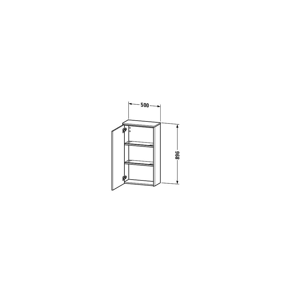 Duravit XSquare Halbhochschrank Dekor 236x500x896mm Flanell Grau SDM, 1 Tür L, 2 G... DURAVIT-XS1303L9090 4053424570242 (Abb. 3)