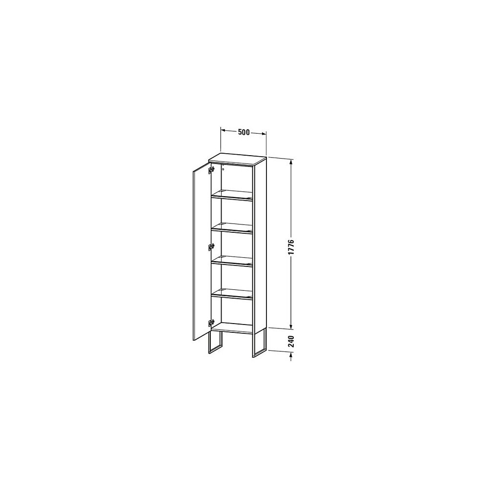 Duravit XSquare Hochschrank Dekor 356x500x2016mm Schwarz HG, 1 Tür R, Grifflos, 4 ... DURAVIT-XS1314R4040 4053424574189 (Abb. 3)