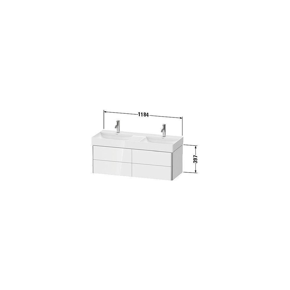 Duravit XSquare Waschtischunterbau wandh. 460x1184x397mm Weiß Hochglanz, Grifflos,... DURAVIT-XS416402222 4053424706412 (Abb. 2)