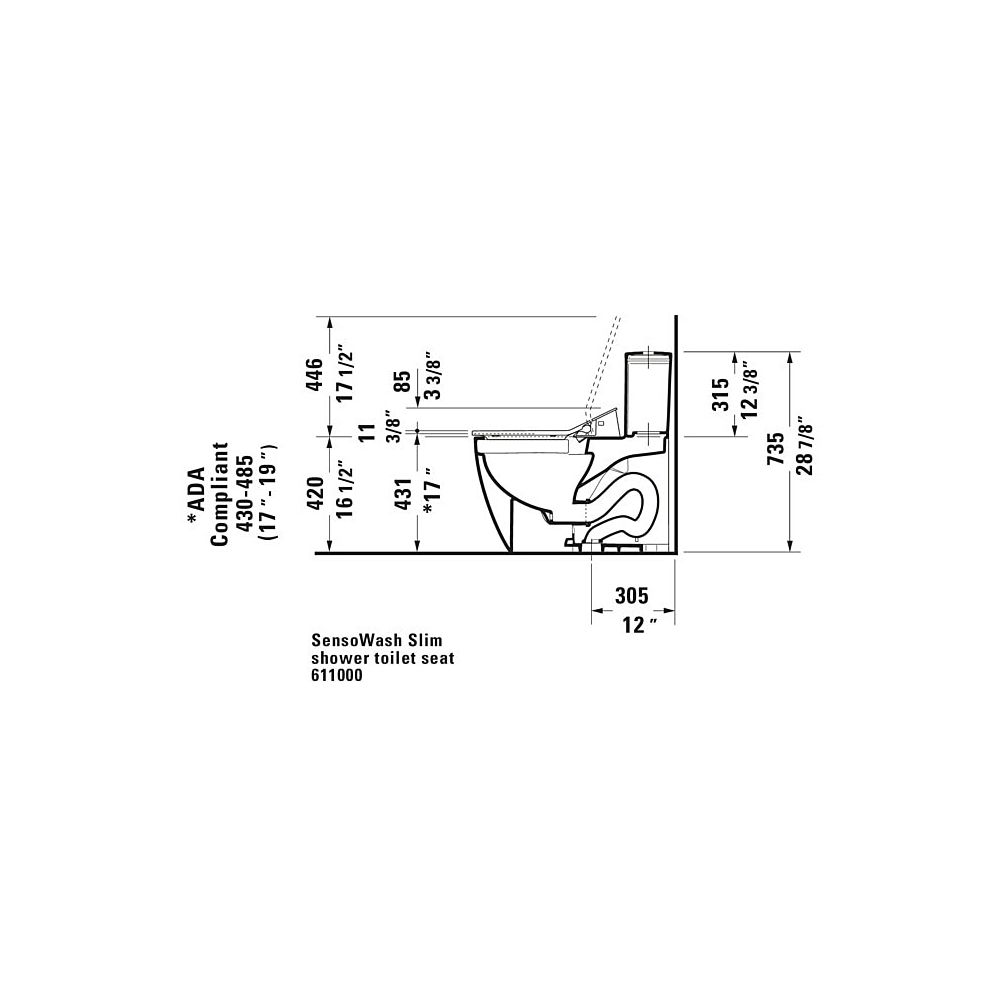 Duravit SensoWash Slim Dusch-WC 539x373mm, Weiß, Absenkautomatik, Fernbedien... DURAVIT-611000002304300 4053424688756 (Abb. 105)