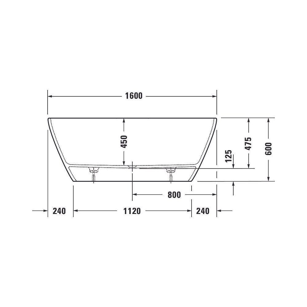 Duravit D-Neo Badewanne 475x750x1600mm, 295l, Mattweiß, Oval, Freistehend, 2 ... DURAVIT-700486000000000 4063382154996 (Abb. 11)