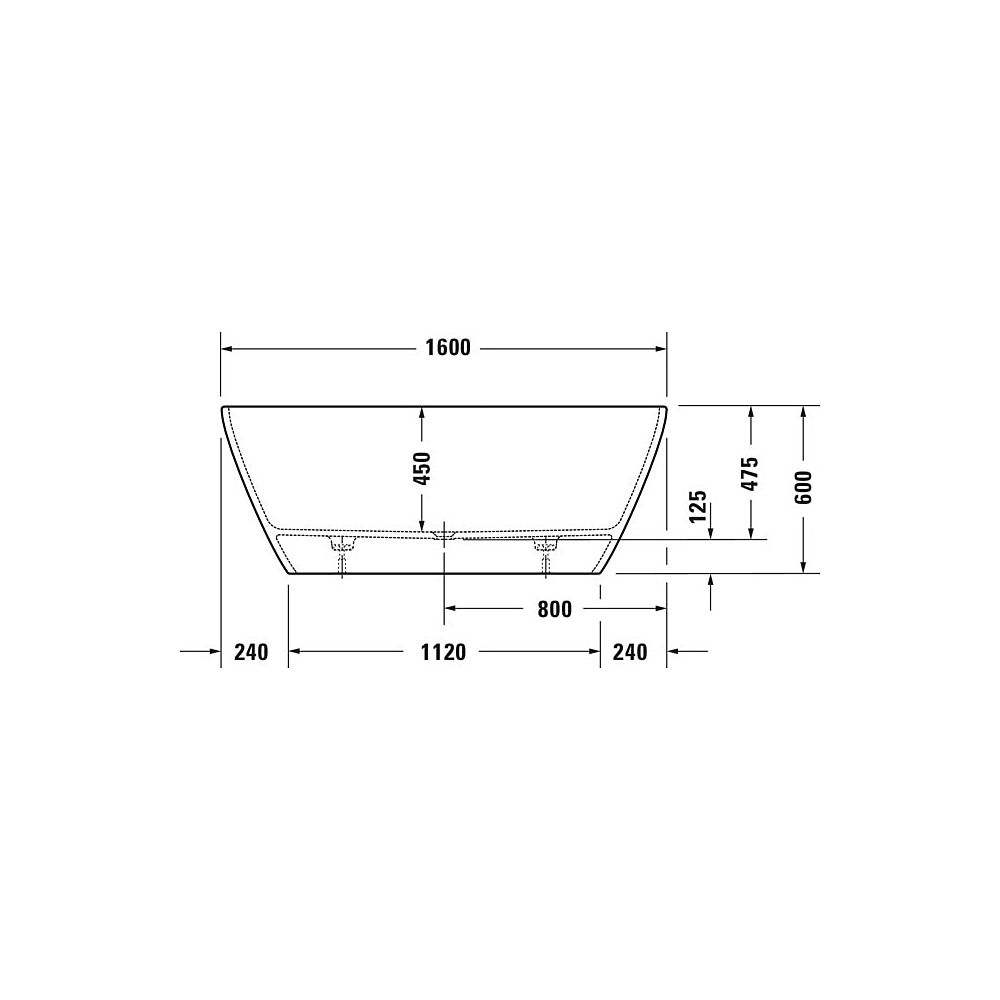 Duravit D-Neo Badewanne 475x750x1600mm, 295l, Mattweiß, Oval, Freistehend, 2 ... DURAVIT-700486000000000 4063382154996 (Abb. 13)