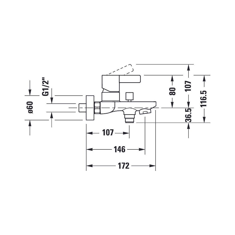 Duravit D-Neo Einhebel-Wannenmischer Aufputz, Chrom, 20,9l/min, S-Anschlüsse, 1/2... DURAVIT-DE5230000010 8000177305078 (Abb. 6)
