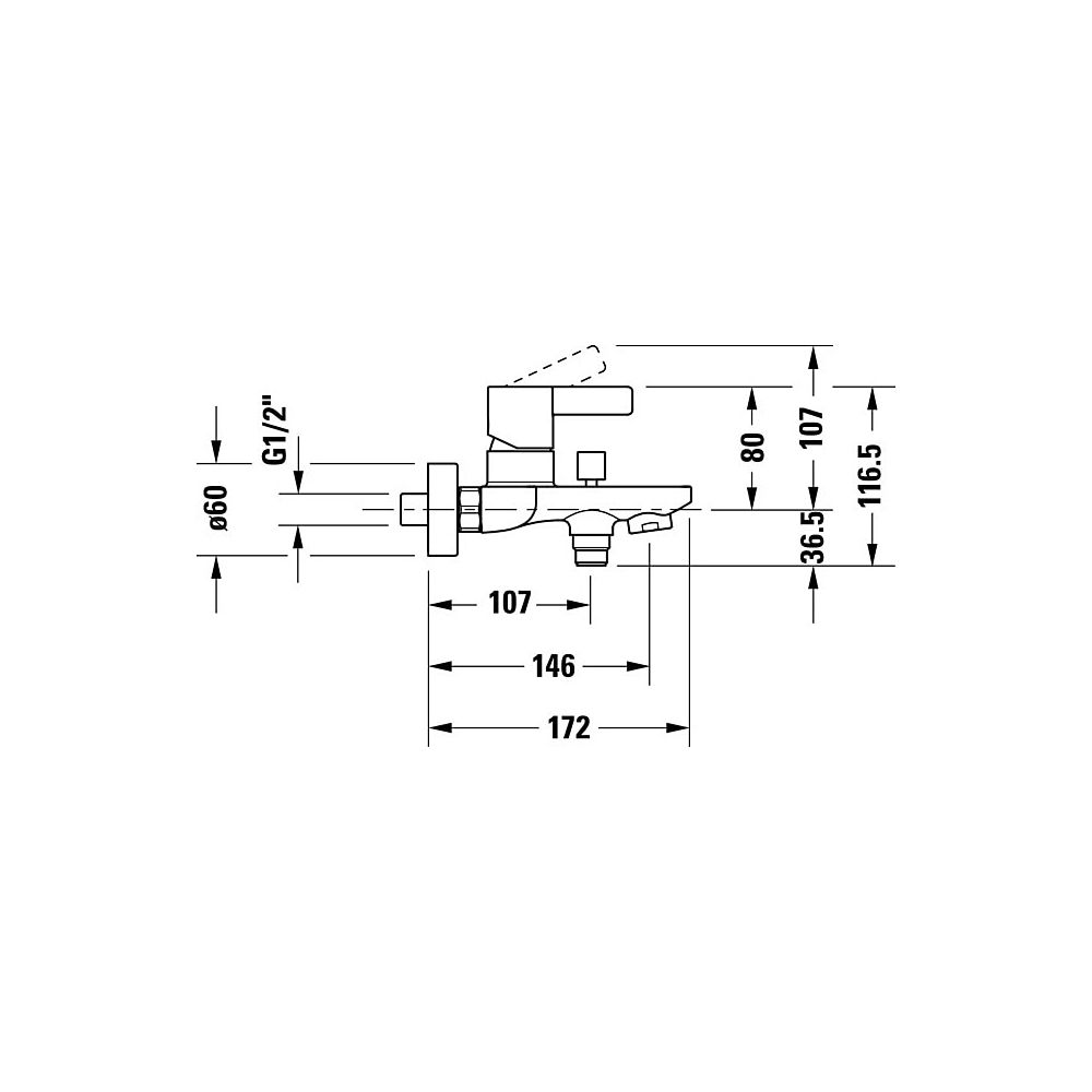 Duravit D-Neo Einhebel-Wannenmischer Aufputz, Chrom, 20,9l/min, S-Anschlüsse, 1/2... DURAVIT-DE5230000010 8000177305078 (Abb. 8)