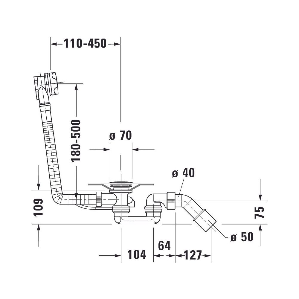 Duravit Ab- und Überlaufgarnitur, Chrom glänzend, rund mit Griffmulden, Bowden... DURAVIT-791287000001000 4063382154965 (Abb. 2)