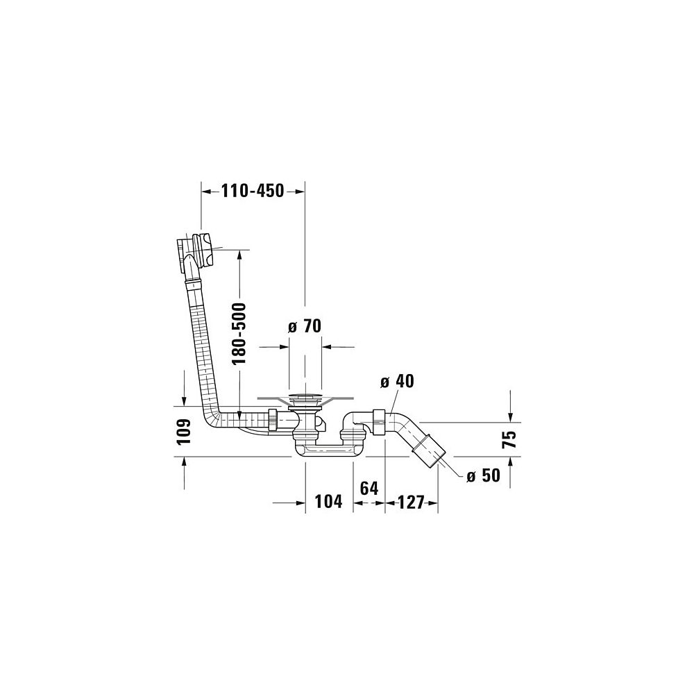 Duravit Ab- und Überlaufgarnitur, Chrom glänzend, rund mit Griffmulden, Bowden... DURAVIT-791287000001000 4063382154965 (Abb. 3)