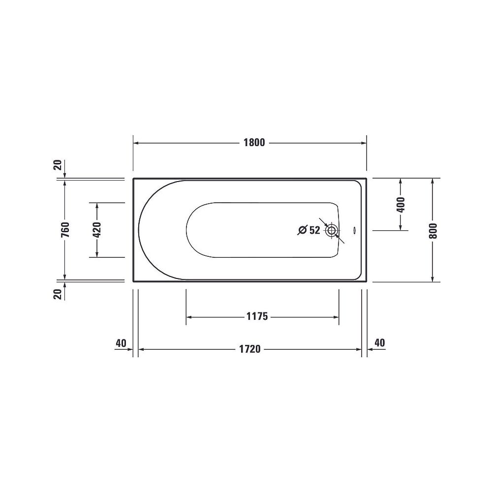 Duravit D-Neo Whirlwanne Rechteckig, Einbau, 800x1800x485mm, Jet Project, 1 Rü... DURAVIT-760475000JP1000 4063382135629 (Abb. 4)