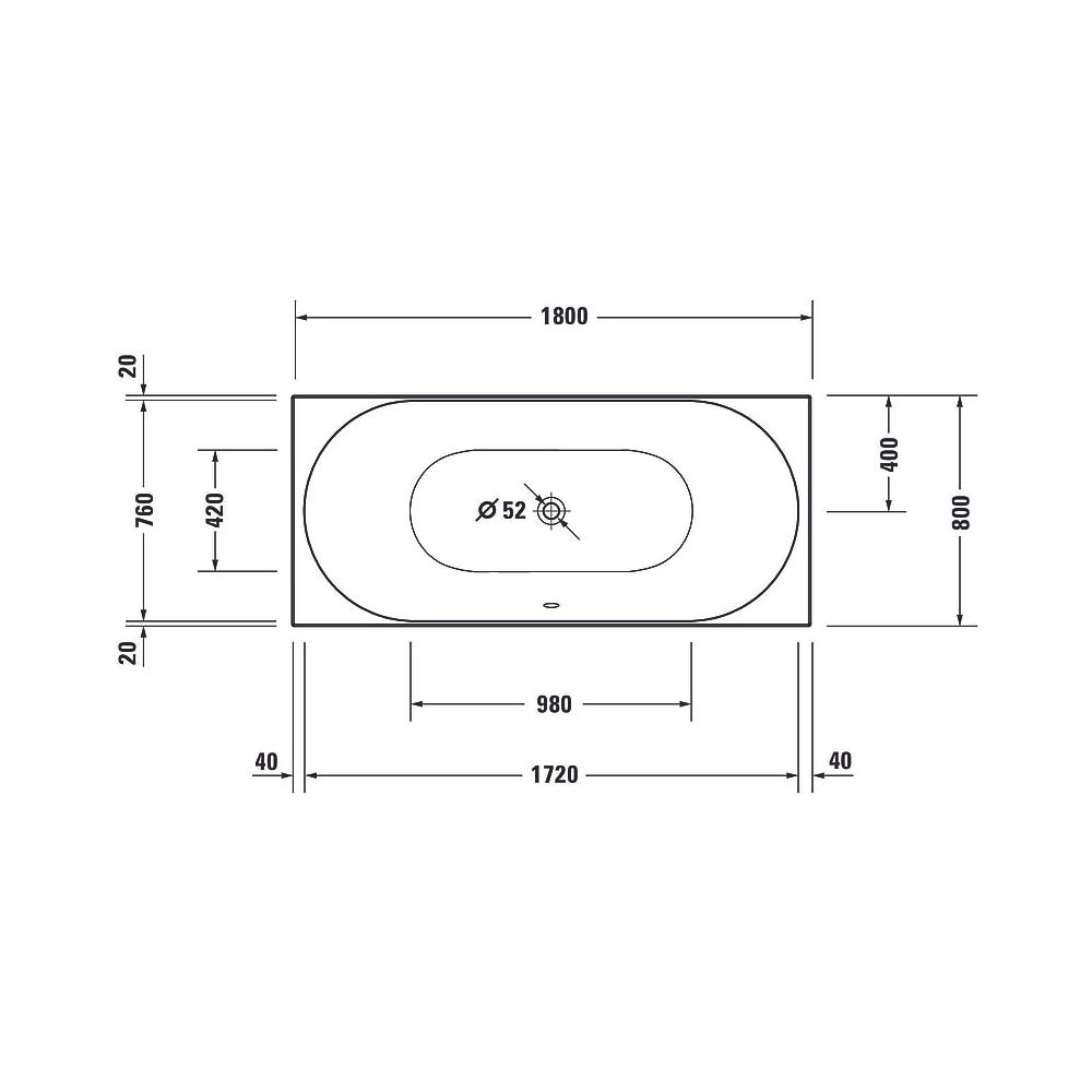 Duravit D-Neo Whirlwanne Rechteckig, Einbau, 800x1800x485mm, Jet Project, 2 Rü... DURAVIT-760476000JP1000 4063382135636 (Abb. 2)