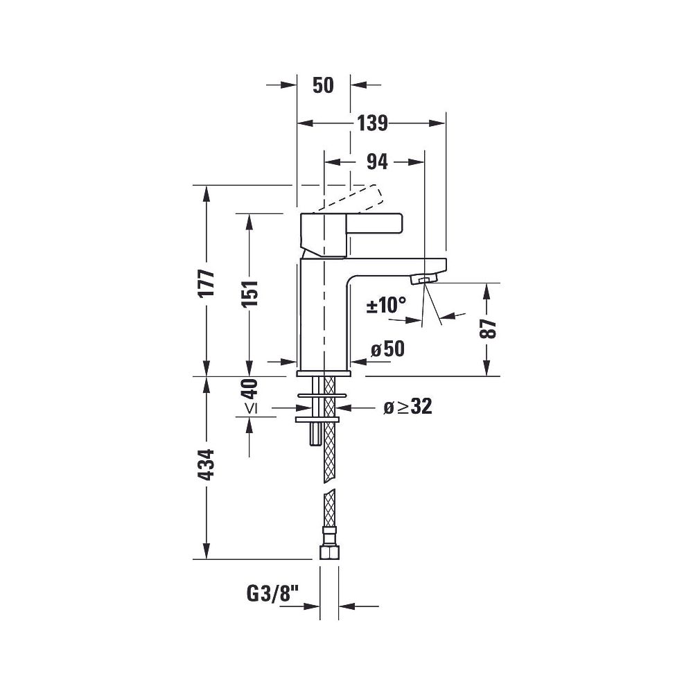 Duravit D-Neo Einhebel-Waschtischmischer S, Chrom, 5l/min, Hebelgriff, Ausladung... DURAVIT-DE1010002010 8000177304989 (Abb. 17)