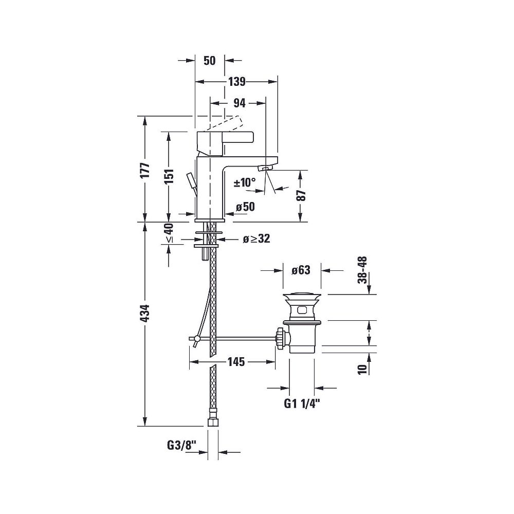 Duravit D-Neo Einhebel-Waschtischmischer S FreshStart, Chrom, 5l/min, Hebelgriff... DURAVIT-DE1011001010 8000177307249 (Abb. 12)