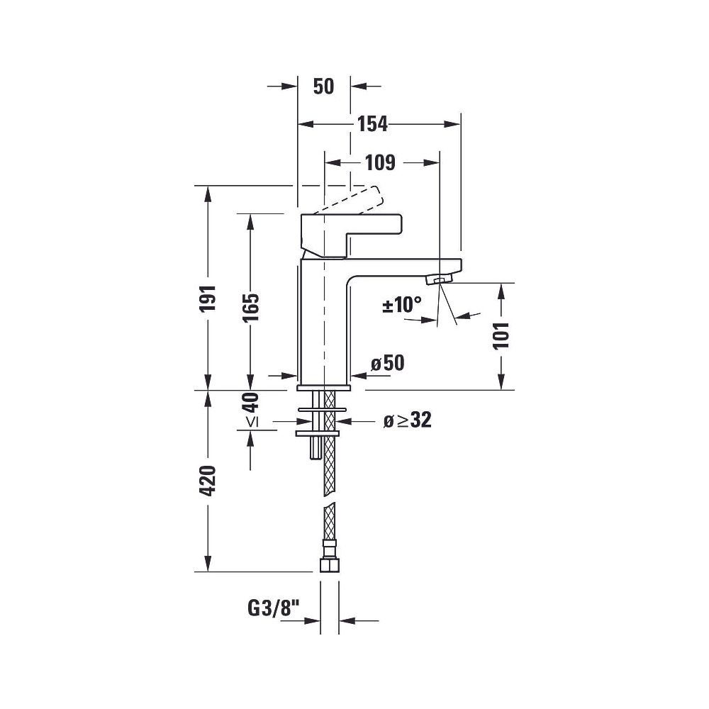Duravit D-Neo Einhebel-Waschtischmischer M, Chrom, 5l/min, Hebelgriff, Ausladung... DURAVIT-DE1020002010 8000177305009 (Abb. 30)