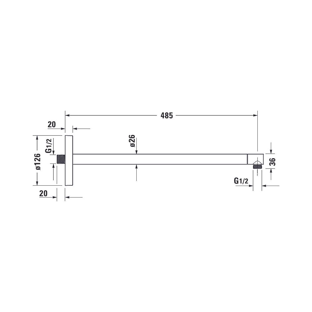 Duravit Brausearm Länge 485mm Wandmontage Rosette rund, Chrom Hochglanz... DURAVIT-UV0670021000 4053424467535 (Abb. 4)
