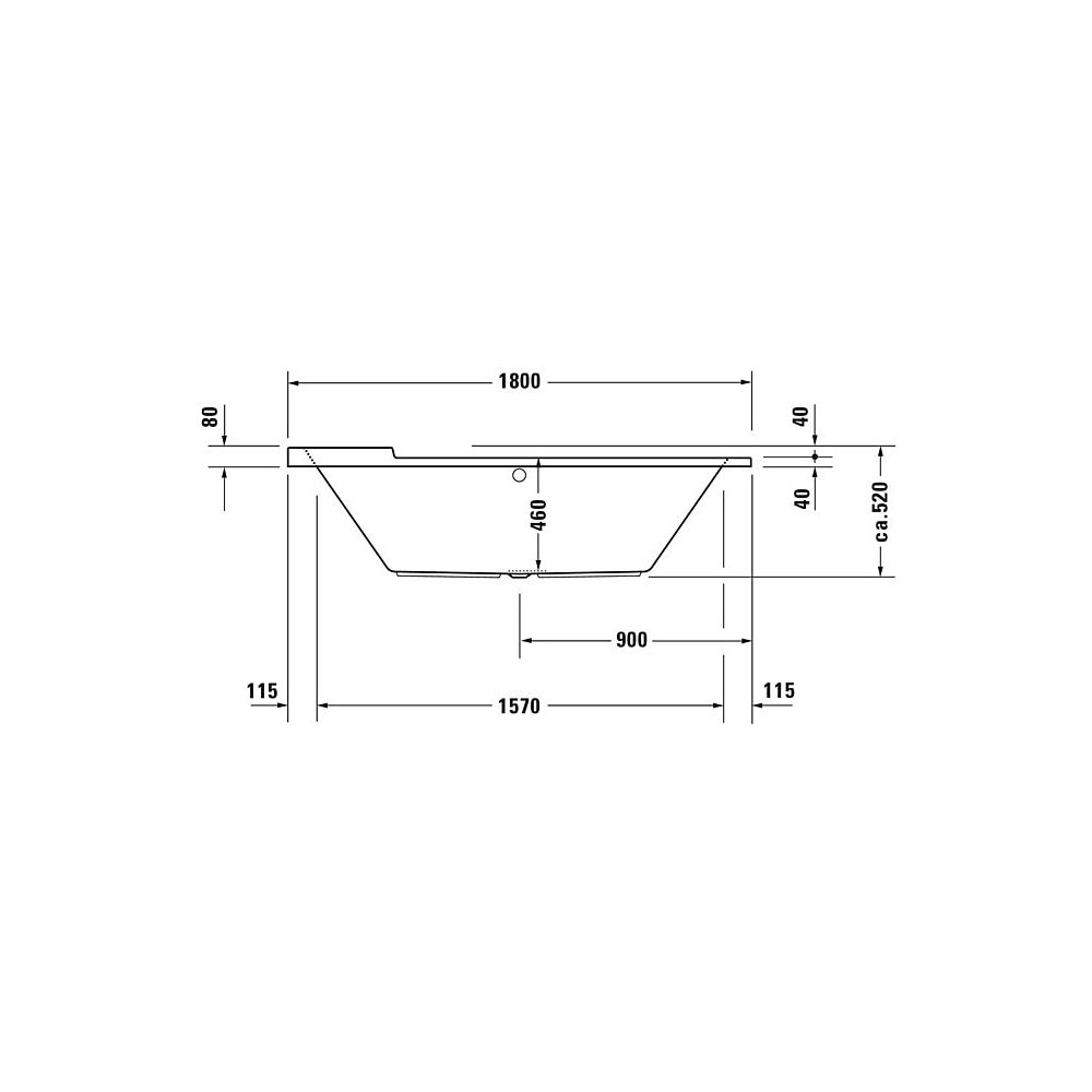 Duravit Starck Wannen Badewanne 520x800x1800mm, 170l, Weiß glänzend, Oval, Ein... DURAVIT-700009000000000 4021534255014 (Abb. 3)