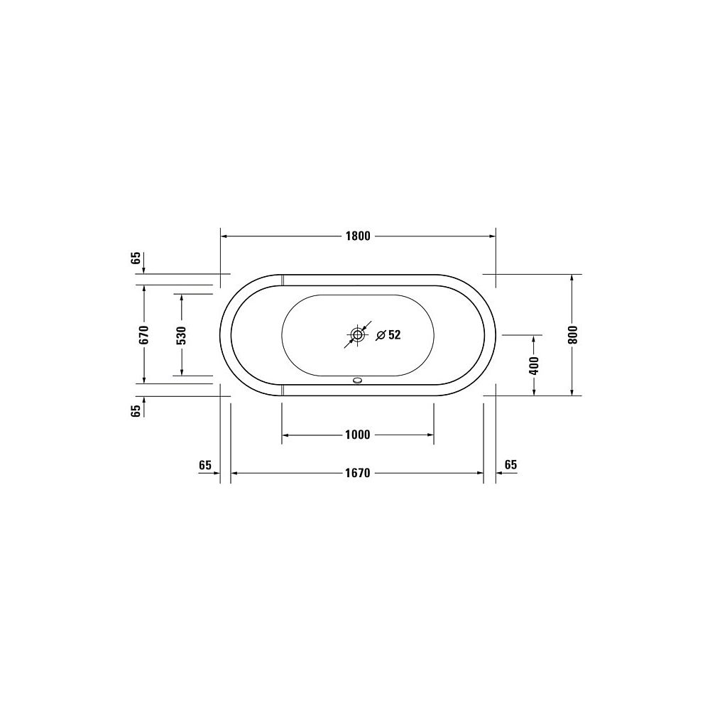 Duravit Starck Wannen Badewanne 520x800x1800mm, 170l, Weiß glänzend, Oval, Ein... DURAVIT-700009000000000 4021534255014 (Abb. 4)