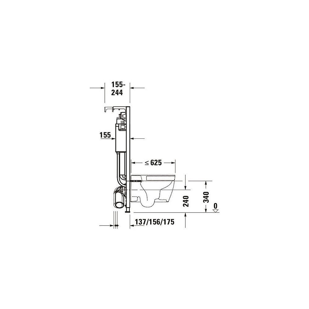Duravit Installationselement Trockenbau für WC DuraSystem 155x500x1148mm, HYG, Hö... DURAVIT-WD1013000000 4063382128584 (Abb. 2)