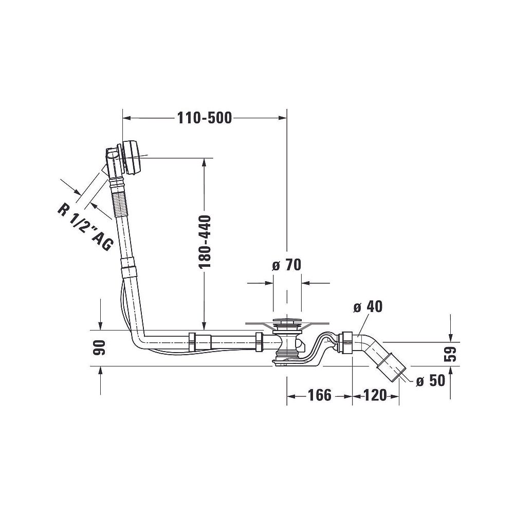 Duravit Ab- und Überlaufgarnitur mit Zulauf, Wanneneinlauf, Chrom glänzend, Qu... DURAVIT-792205000001000 4063382030948 (Abb. 2)