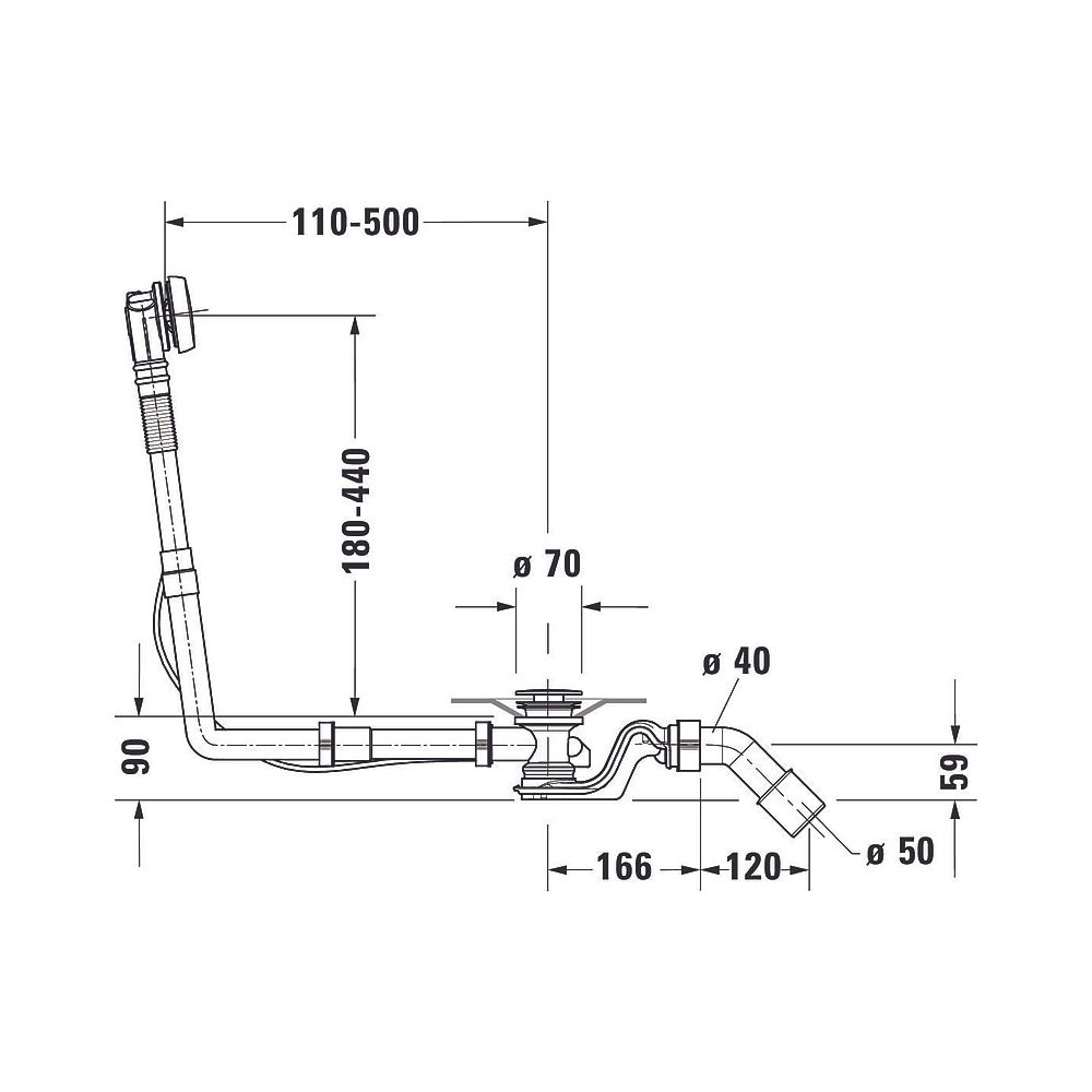 Duravit Ab- und Überlaufgarnitur, Chrom glänzend, Quadroval, Bowdenzuglänge 85... DURAVIT-792208000001000 4063382030979 (Abb. 7)
