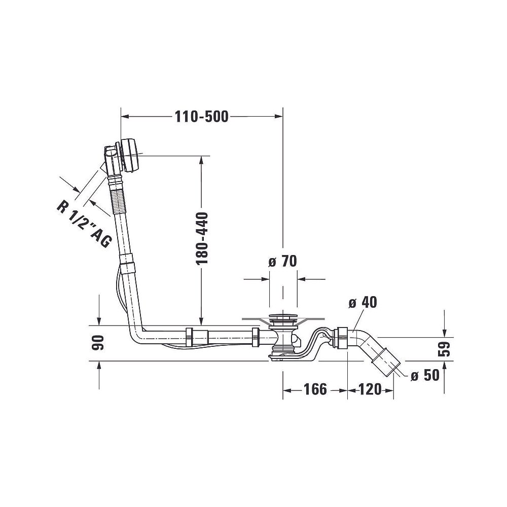 Duravit Ab- und Überlaufgarnitur mit Zulauf, Wanneneinlauf, Chrom glänzend, Qu... DURAVIT-792209000001000 4063382030986 (Abb. 2)
