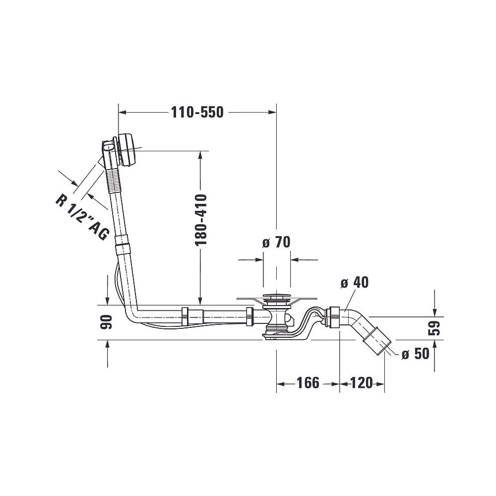 Duravit Ab- und Überlaufgarnitur mit Zulauf, Wanneneinlauf, Chrom glänzend, Qu... DURAVIT-792217000001000 4063382031419 (Abb. 2)
