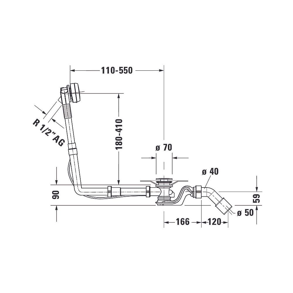 Duravit Ab- und Überlaufgarnitur mit Zulauf, Wanneneinlauf, Chrom glänzend, Qu... DURAVIT-792219000001000 4063382040473 (Abb. 2)