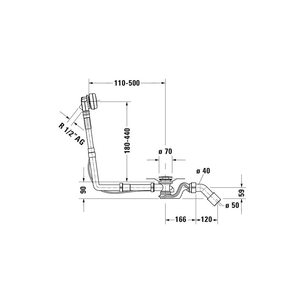 Duravit Ab- und Überlaufgarnitur mit Zulauf, Wanneneinlauf, Chrom glänzend, Qu... DURAVIT-792203000001000 4063382030924 (Abb. 3)