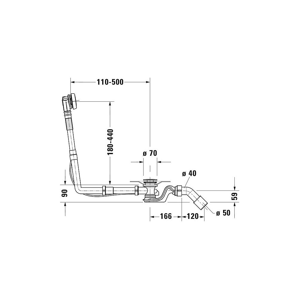 Duravit Ab- und Überlaufgarnitur, Chrom glänzend, Quadroval, Bowdenzuglänge 65... DURAVIT-792204000001000 4063382030931 (Abb. 4)